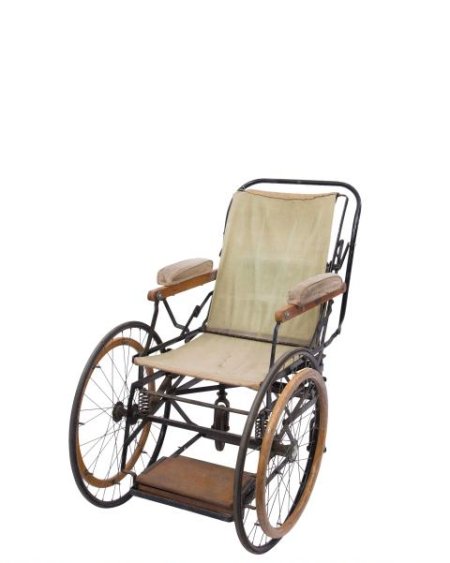 Period khaki fabric wheelchair